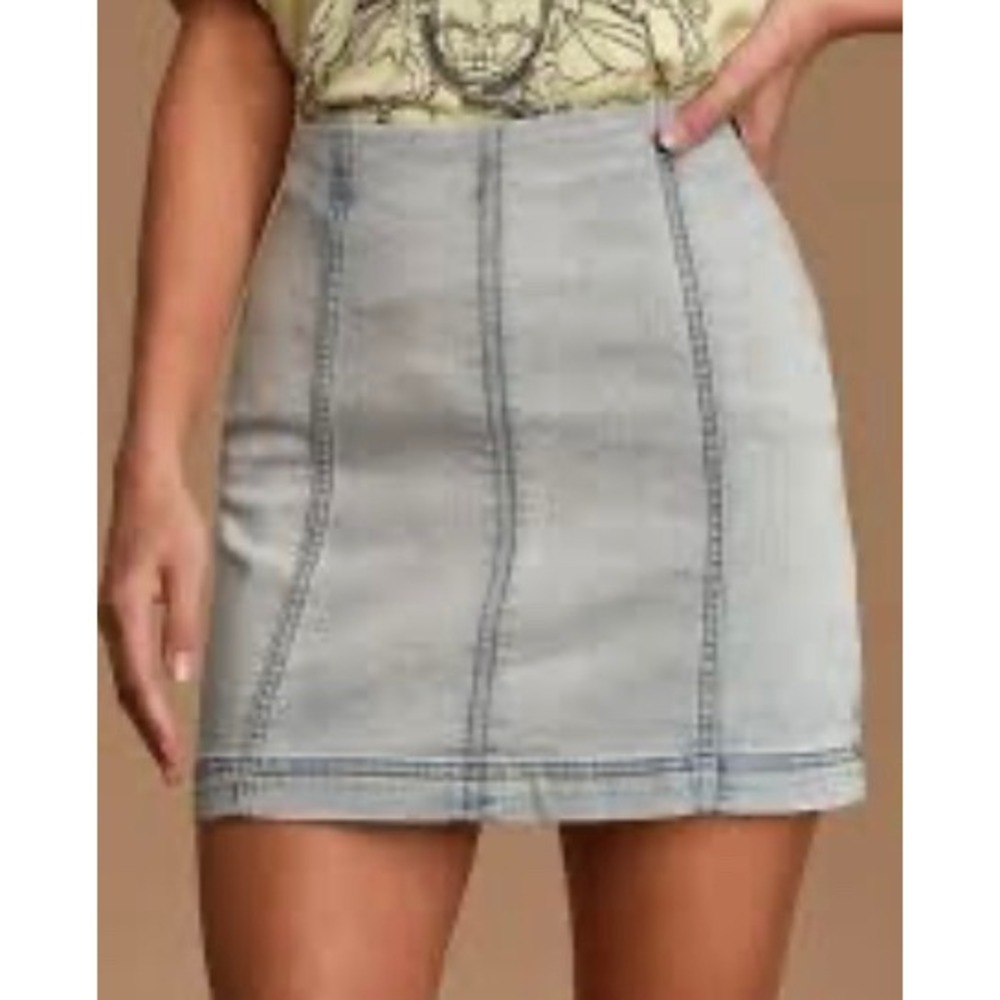 Free People Denim Mini Skirt A-Line Fitted Waist‎ Gray Women's size 4